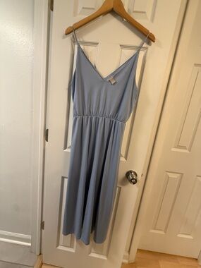Light Blue V-Neck Spaghetti Strap Dress